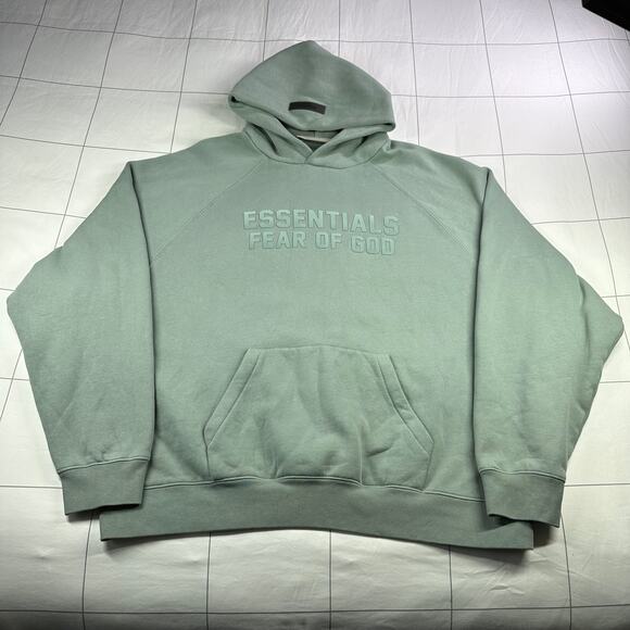 Essentials Fear of God Hoodie Womens XL Green Sycamore Pullover Sweatshirt Logo - Picture 1 of 11